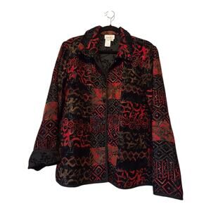 Vintage Victorian Tapestry Reversible Jacket Womens LG Red Black Gold Steampunk